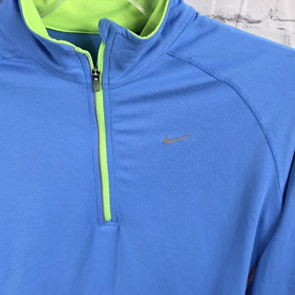 NIKE Running Dri-Fit 1/4 Zip Pullover‎ Activewear Shirt  SZ MEDIUM  Blue/Green